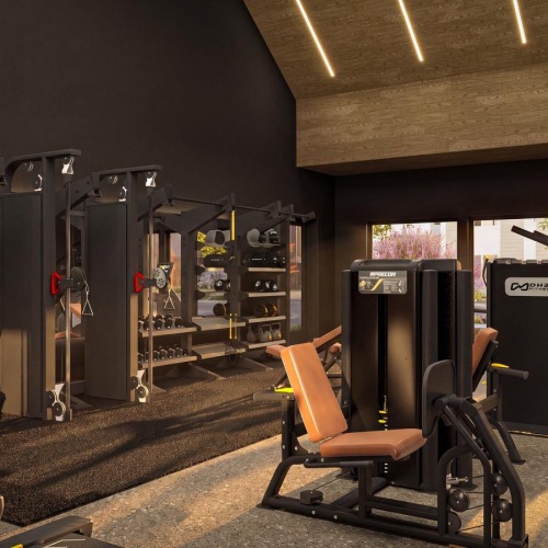 a gym with exercise equipment