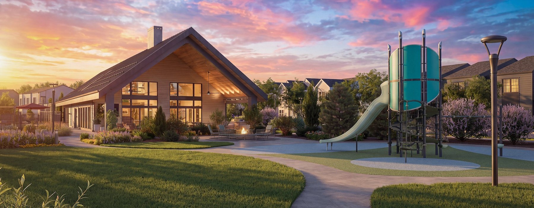 a leasing office with a playground